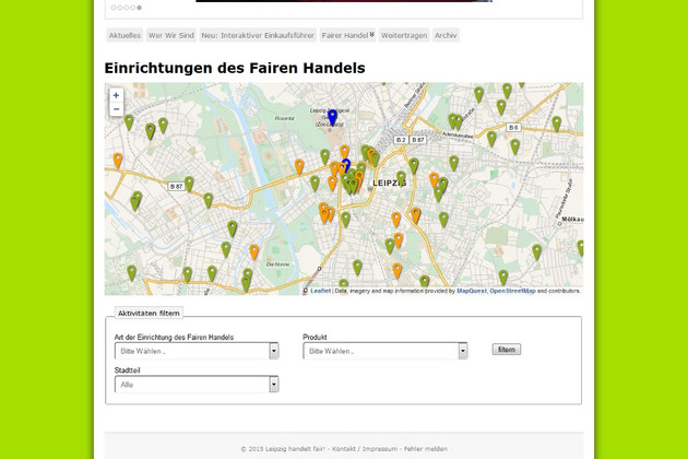 Screenshot einer interaktiven Web-Karte