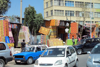 Marktstände für Matrazen und Vorhänge in Addis Abeba