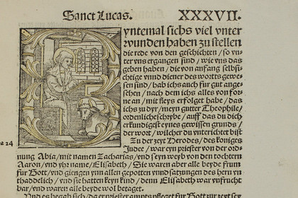 Sehr alte Druckseite eines Buches von Martin Luther.