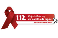 Rote Schleife mit Logo für Welt-Aids-Tag 2013