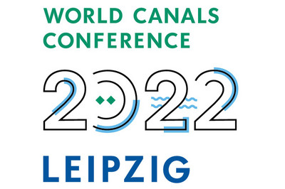 Logo mit farbigen Text: World Canals Conference 2022 Leipzig