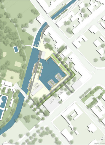 Karte mit der Planung des zukünftigen Stadthafens