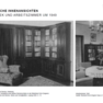 Schwarz-weiß-Fotos mit altem Bücherschrank und Lesesessel