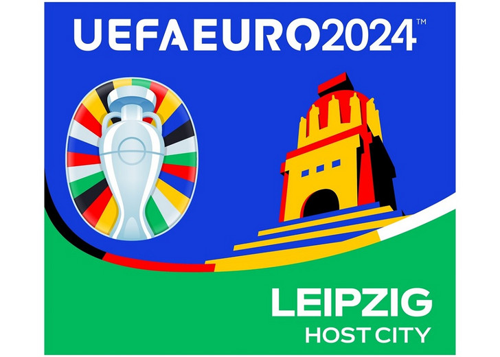 Logo der Stadt Leipzig als Spielort im Rahmen der UEFA EURO 2024 - EM im Fußball der Herren