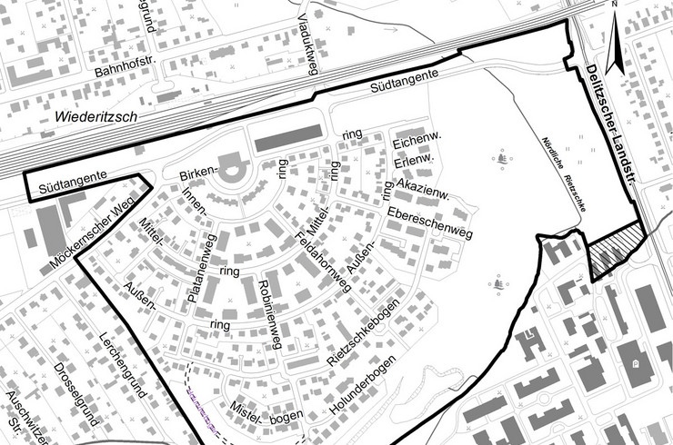 Karte mit Geltungsbereich Bebauungsplan Nr. E-140 "Wohngebiet Martinshöhe", 6. Änderung