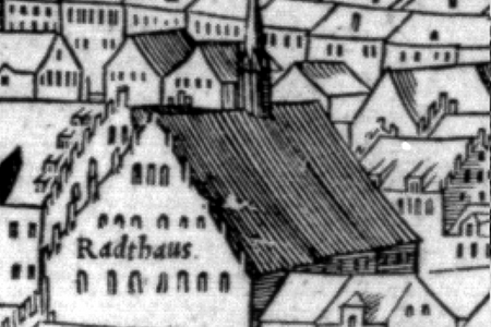 Zeichnung mehrerer alter Gebäude