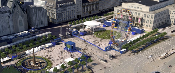 Visualisierung der Fan Zone auf dem Augustusplatz zur UEFA EURO 2024.
