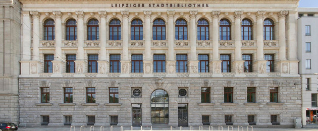 Leipziger Stadtbibliothek Frontansicht des Gebäudes