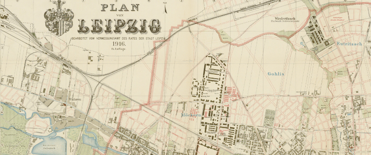 Ausschnitt eines Plans von Leipzig aus dem jahr 1916
