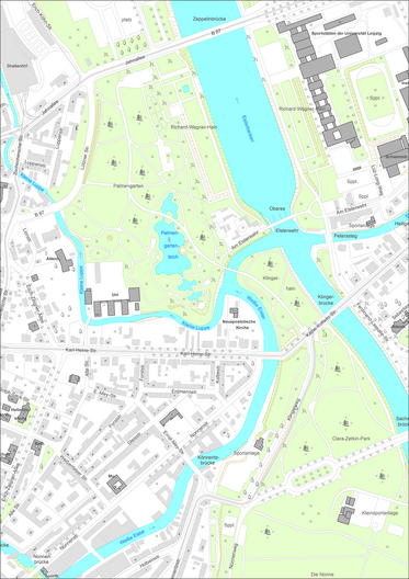 Ausschnitt aus der digitalen Stadtkarte Leipzigs