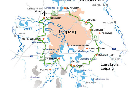 Übersichtskarte mit den Mitgliedern des Grünen Rings Leipzigs