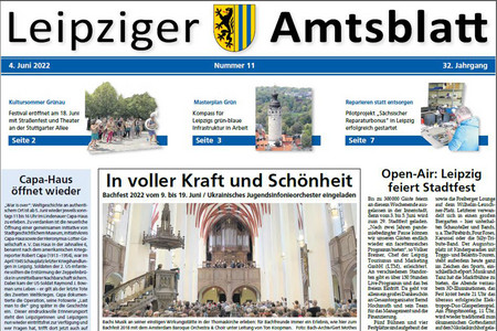 Leipziger Amtsblatt Nr. 11/2022 vom 4. Juni 2022 - Titelbild