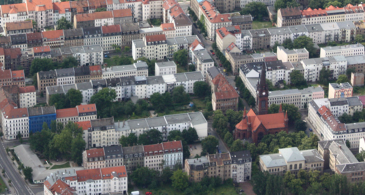 Luftbildaufnahme des Neustädter Marktes