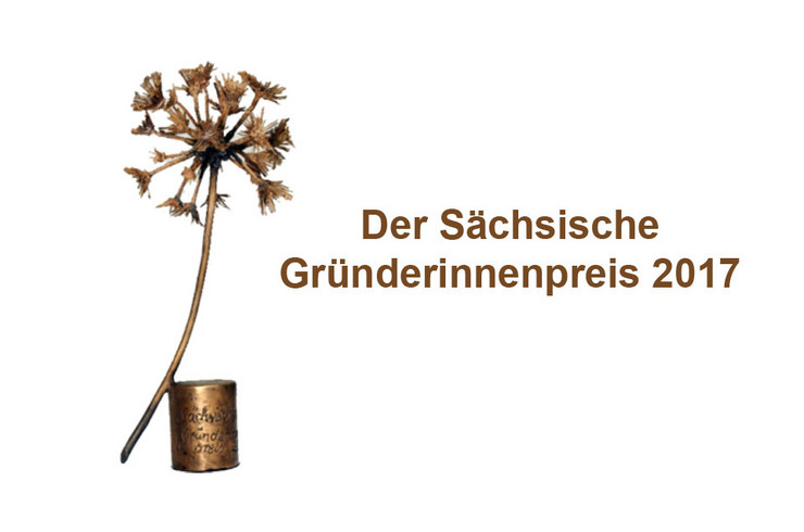 Logo des Sächsischen Gründerinnenpreises 2017 mit einer stilisierten metallenen Blume