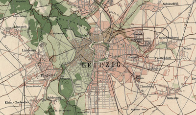 Karte von Leipzig und Umgebung um 1881