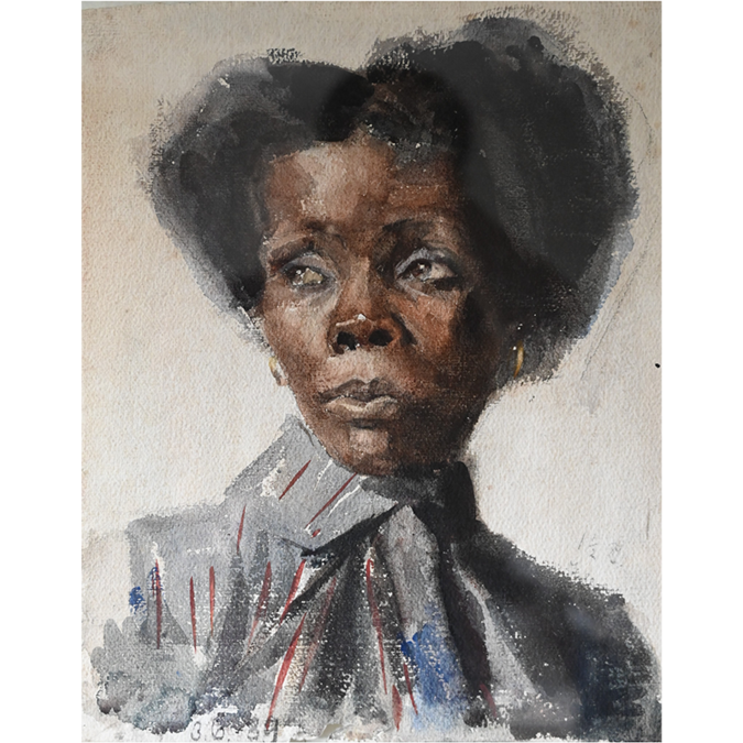 Gemälde: Marianne Fiedler Portrat einer schwarzen Frau