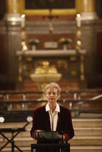 Prof. Dr. Herta Däubler-Gmelin an einem Rednerpult in der Nikolaikirche.
