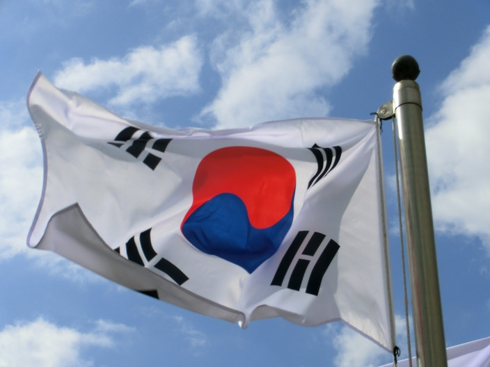 Flagge der Republik Korea weht im Wind