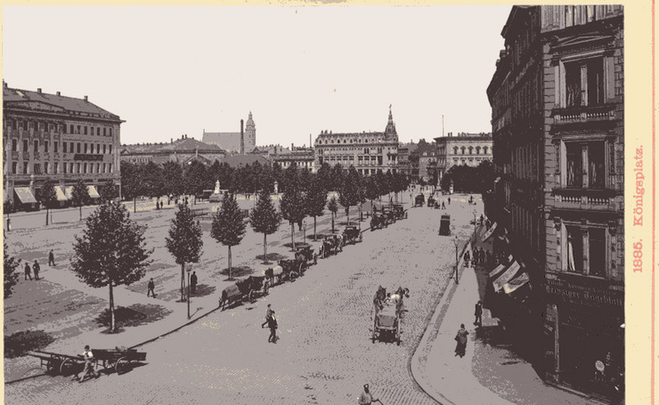 Historisches Bild in schwarz weiß vom Wilhelm-Leuschner-Platz.
