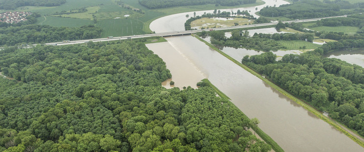 Hochwasser 2013 der Weißen Elster am Nordwestlichen Auenwald von Leipzig