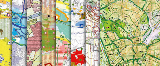 Bildausschnite der verschiedenen, im Landschaftsplan zusammengefassten, Karten
