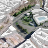 Die zukünftige Bebauung des Wilhelm-Leuschner-Platzes im 3D Stadtmodell.