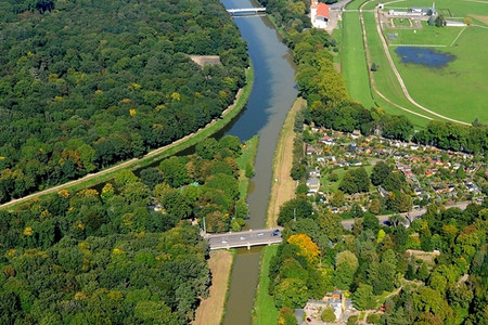 Luftbild des Auwalds Leipzig mit Elsterflutbett und Pleißeflutbett