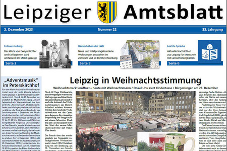 Leipziger Amtsblatt Nr. 22/2023 - Titelseite (Ausriss)