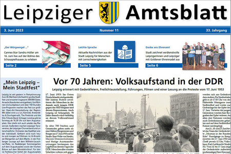 Leipziger Amtsblatt Nr. 11/2023 - Titelseite (Ausriss)