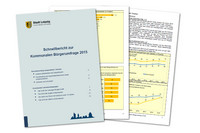 Titelblatt und Einzelseiten mit verschiedenen Diagrammen des Schnellberichts zur Bürgerumfrage 2015