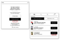 Bildschirmfotos von der Medienauswahl in der Onleihe auf einem E-Book-Reader, rot markiert der Care Code