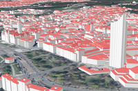 Leipziger Innenstadt in einem virtuellen 3D-Stadtmodell