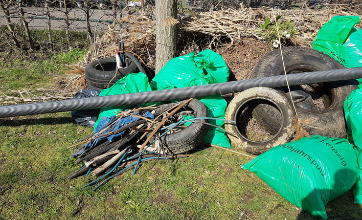Eingesammelter Müll aus dem Elster-Saale Kanal zum Frühjahrsputz 2019.