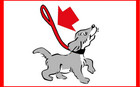 Logo mit Grafik eines Hundes an der Leine mit rotem Pfeil der auf die Leine gerichtet ist.