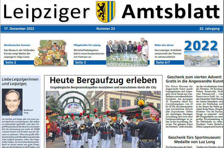 Ausschnitt des Titelblattes des Leipziger Amtsblattes