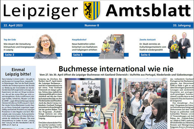 Leipziger Amtsblatt Nr. 8/2023 Titelbild (Ausriss)