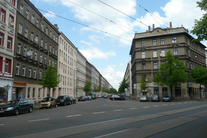 Blick in die Gorkistraße Leipzig