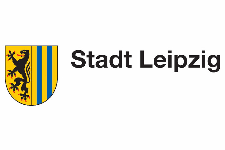 Stadtwappen der Stadt Leipzig mit Schriftzug Stadt Leipzig