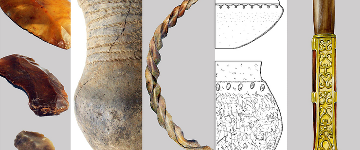 Collage aus mehreren archäologischen Objekten