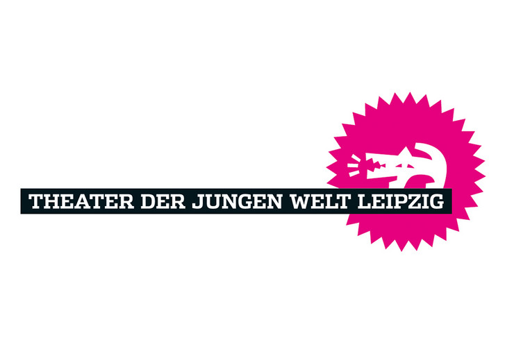 Logo Theater der Jungen Welt mit einer Grafik eines bellenden Hundes