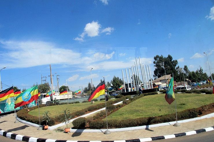 Blick auf Leipzig Square in Addis Abeba