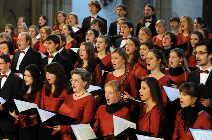 Mitglieder des Leipziger Universitätschores singen