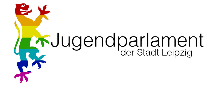 Logo Jugendparlament Leipzig mit buntem Stadtlöwen