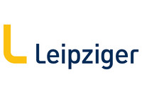 Gelbes L und blauer Schriftzug Leipziger auf weißem Grund