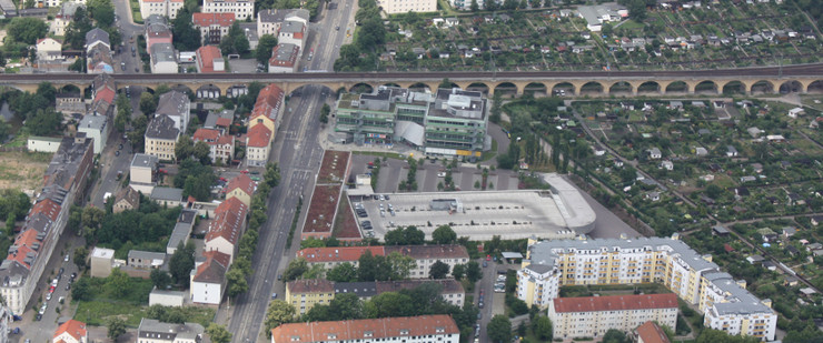 Luftbild Georg-Schumann-Straße mit Viadukt