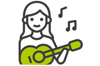 Piktogramm von einem Mädchen mit Gitarre