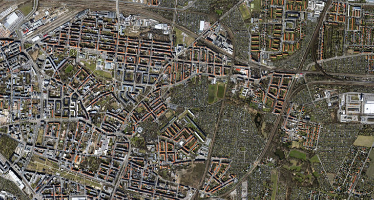 Luftbild mit Verlauf Parkbogen Ost