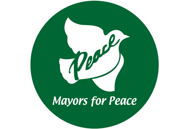 Logo Mayors for Peace mit einer weißen Friedenstaube
