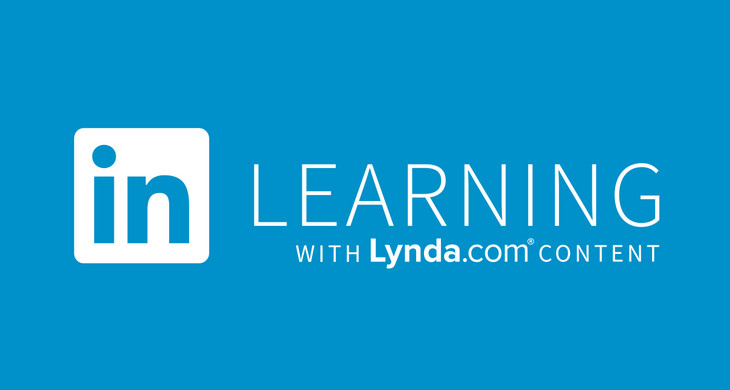 weißer Schriftzug "in Learning" auf blauem Hintergrund