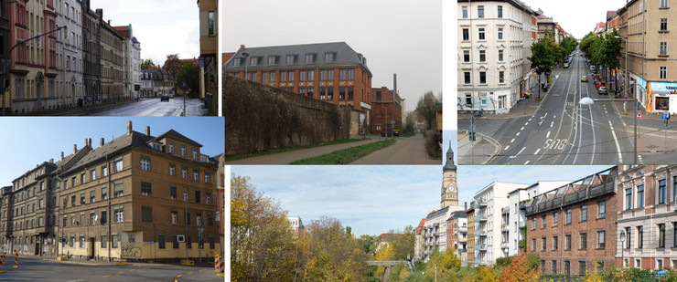 Fotozusammenstellung von Klimaquartieren in Leipzig